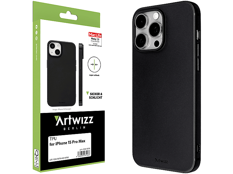 ARTWIZZ TPU Case, Backcover, Apple, iPhone 15 Pro Max, Schwarz