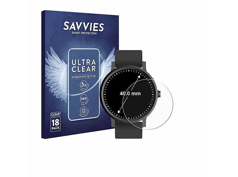 SAVVIES 18x klare Schutzfolie(für Universal Kreisrunde Displays (ø: 40 mm))