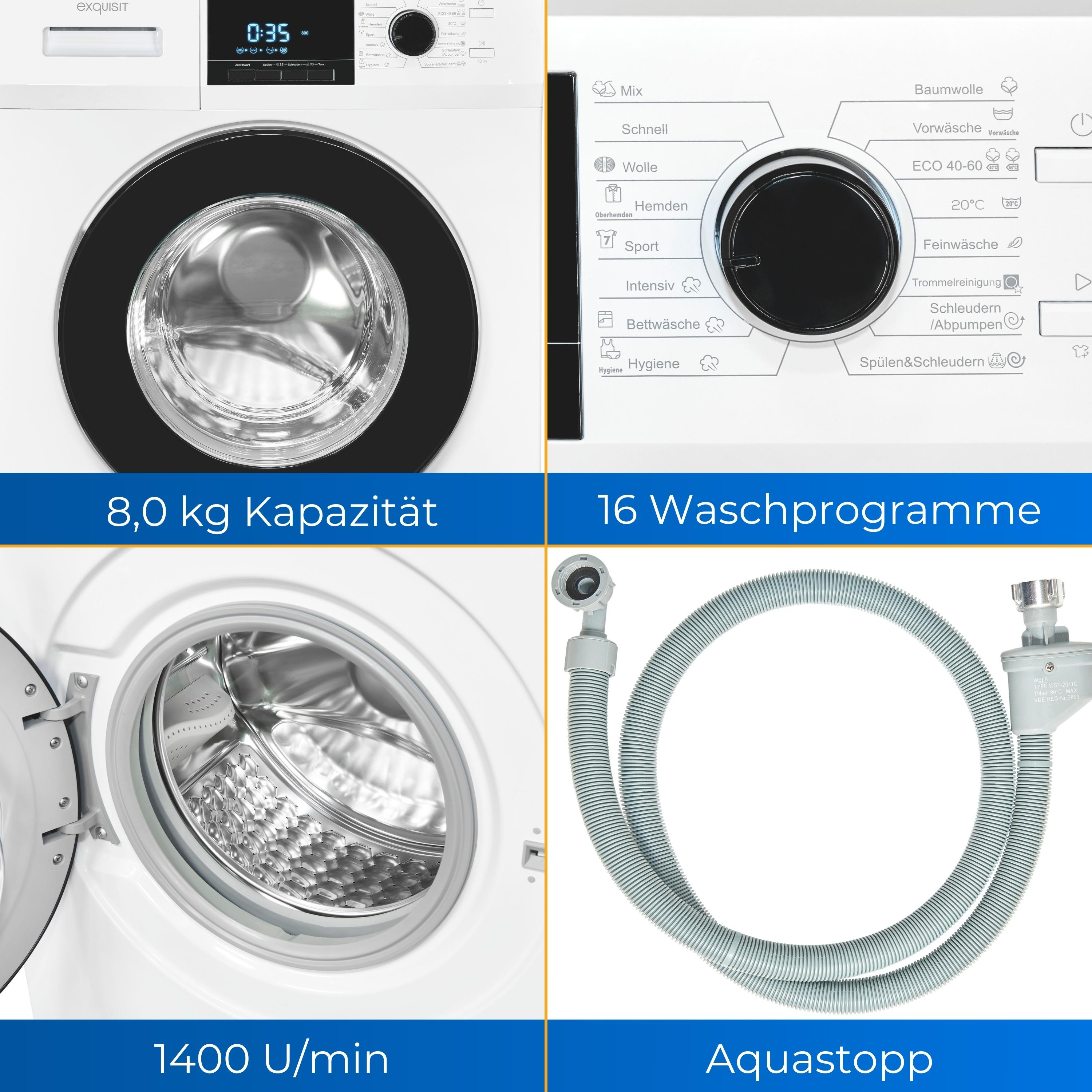 EXQUISIT WA8214-340A Waschmaschine A) kg, (8