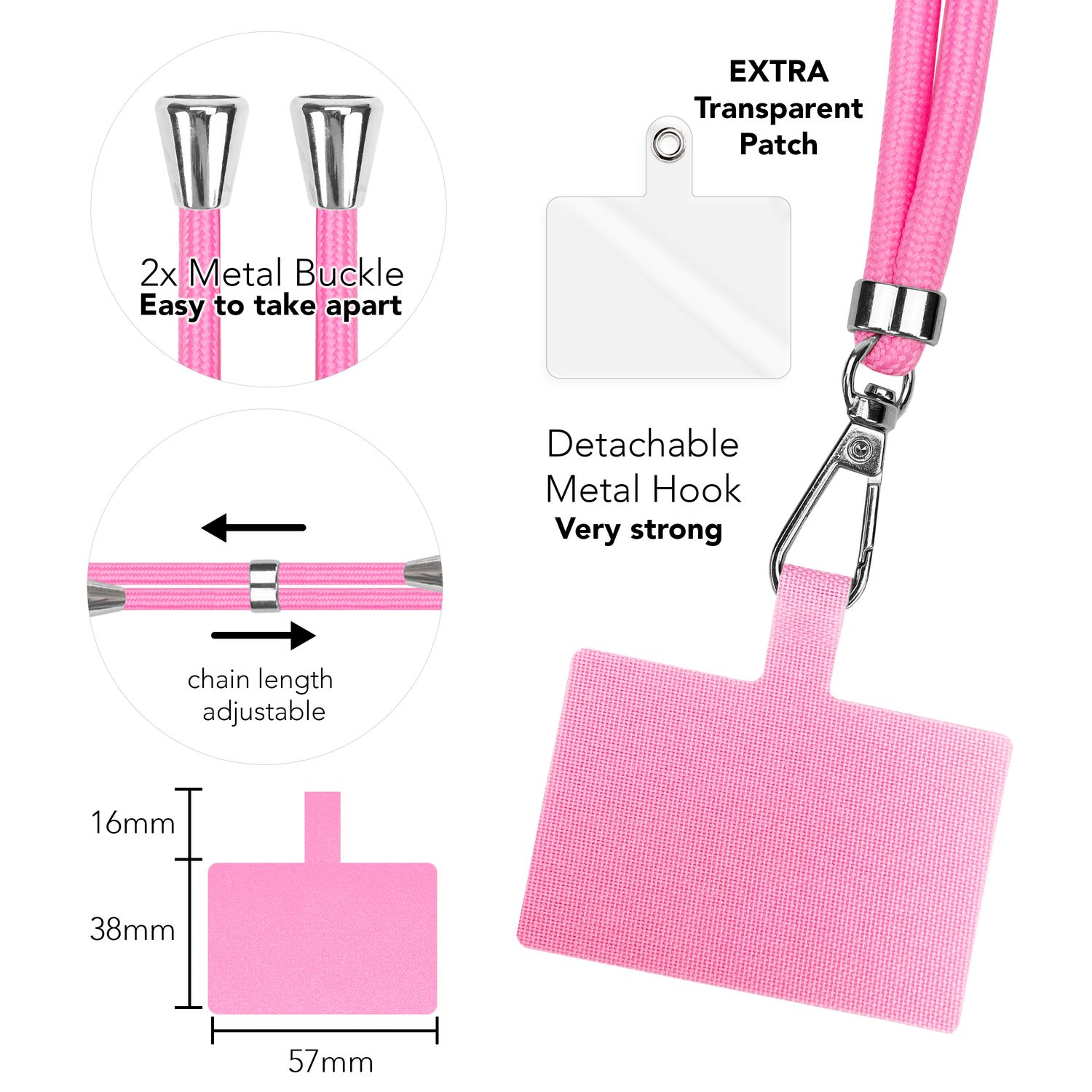 NALIA Handyband + Pad Universal, für Umhängen, Universal, Rosa Hülle Umhängetasche, zum