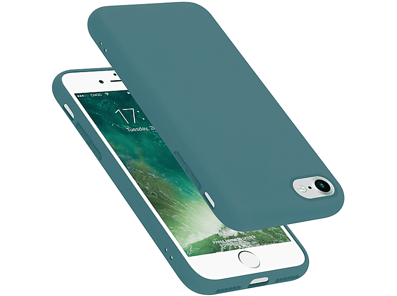 CADORABO Hülle im Liquid Silicone Case Style, Backcover, Apple, iPhone 7 / 7S / 8 / SE 2020, LIQUID GRÜN