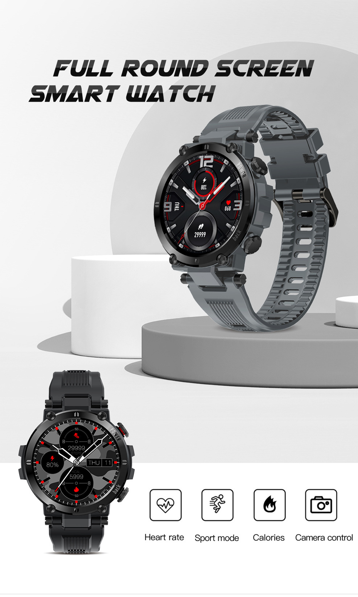 BRIGHTAKE Smartwatch Fitness-Tracker: Blutdruck, Herzfrequenz