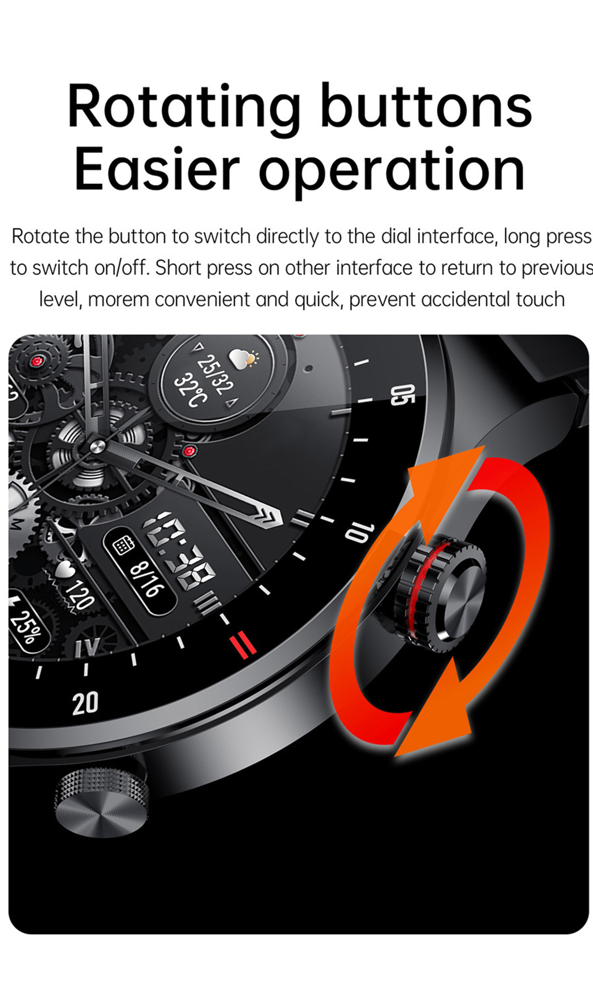 BRIGHTAKE Smartwatch EKG+PPG: Blutdruck Herzfrequenz, Silikon, Wasserdicht, Schwarz Smartwatch