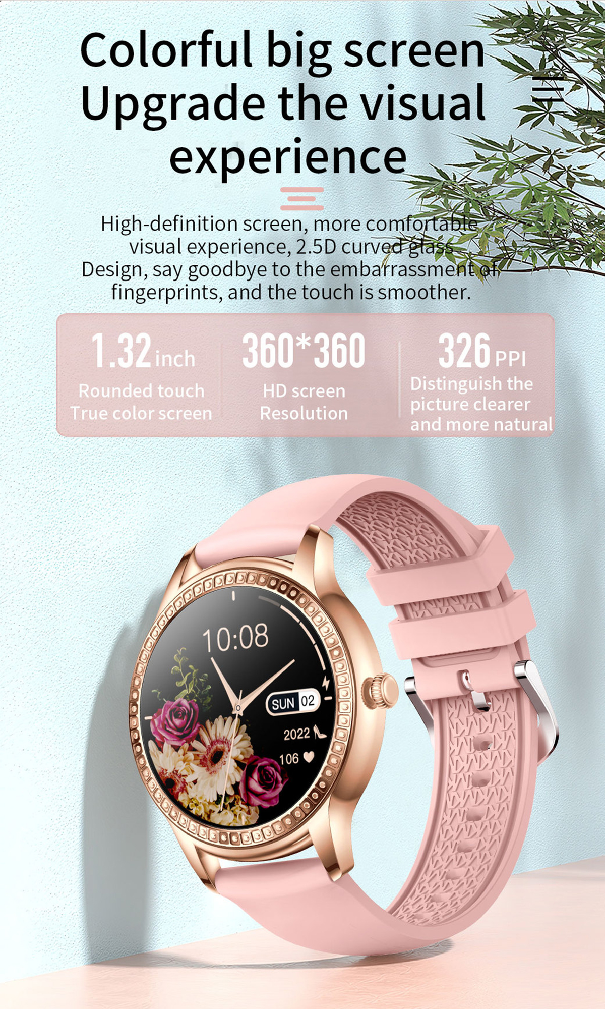 für Frauen Silber Smartwatch: Smartwatch Blutsauerstoff, Bluetooth Pedometer Herzfrequenz, 1.32 Zoll Silikon, BRIGHTAKE
