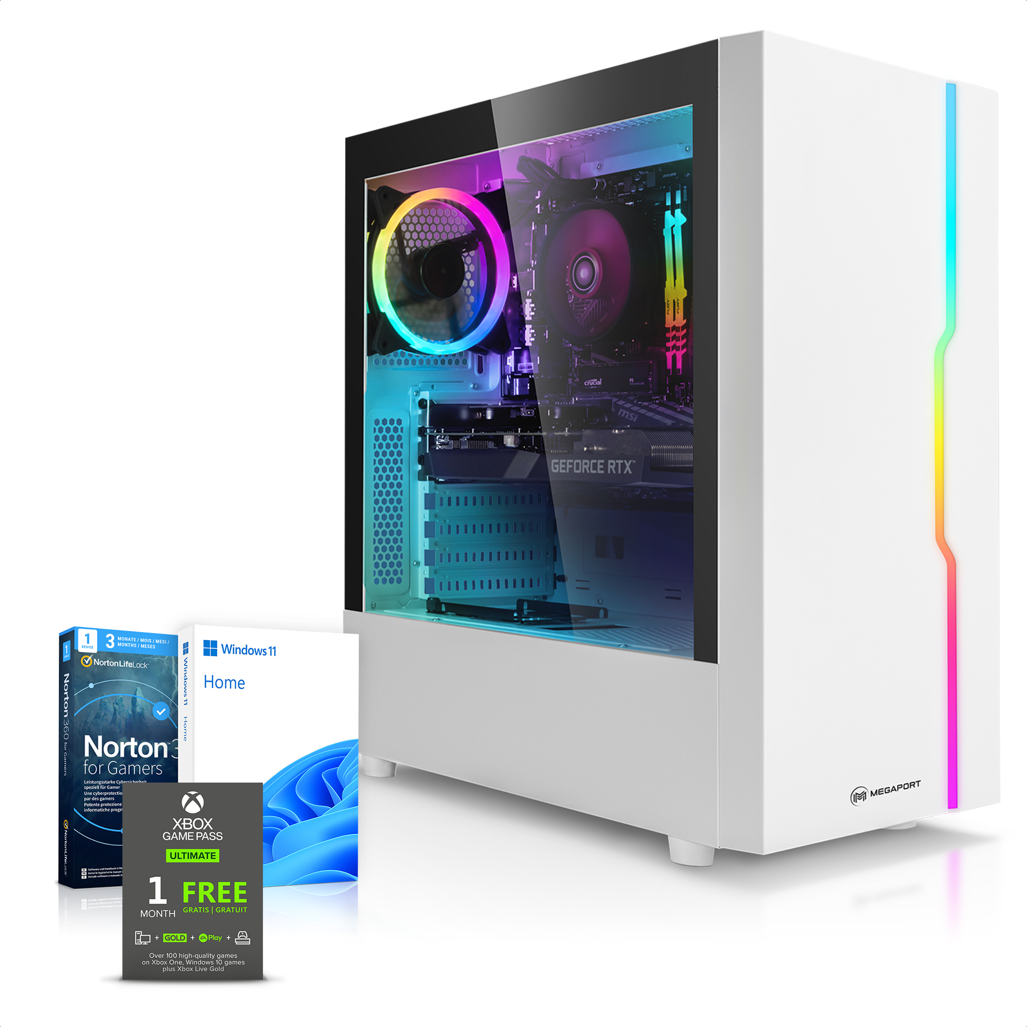 MEGAPORT Gaming PC AMD 5500, 1000 GB 5 0 Ryzen™ GB GB Home GB GeForce RTX™ 16 RAM, SSD, 8 4060, PC (64 11 5 Windows HDD, Gaming Ryzen NVIDIA Prozessor, Bit)