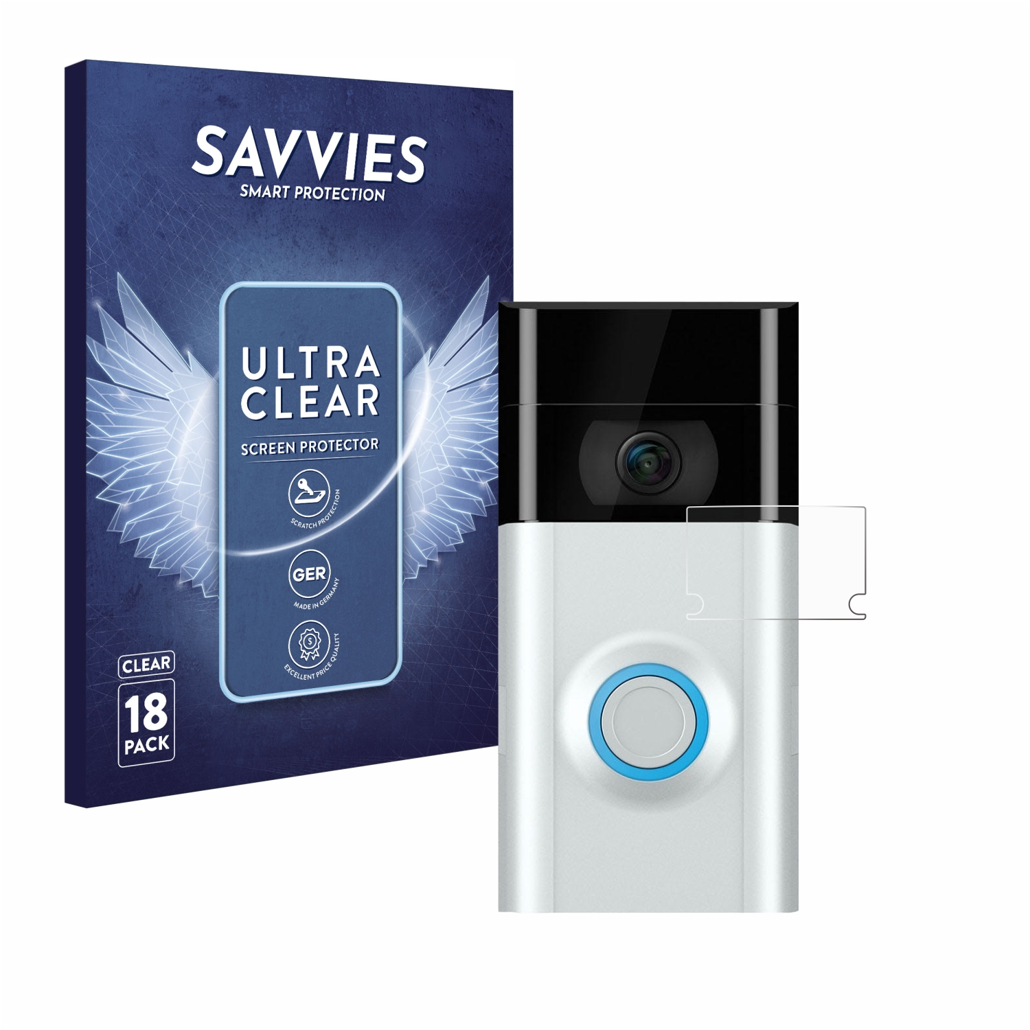 SAVVIES 18x klare Schutzfolie(für Doorbell 2) Ring