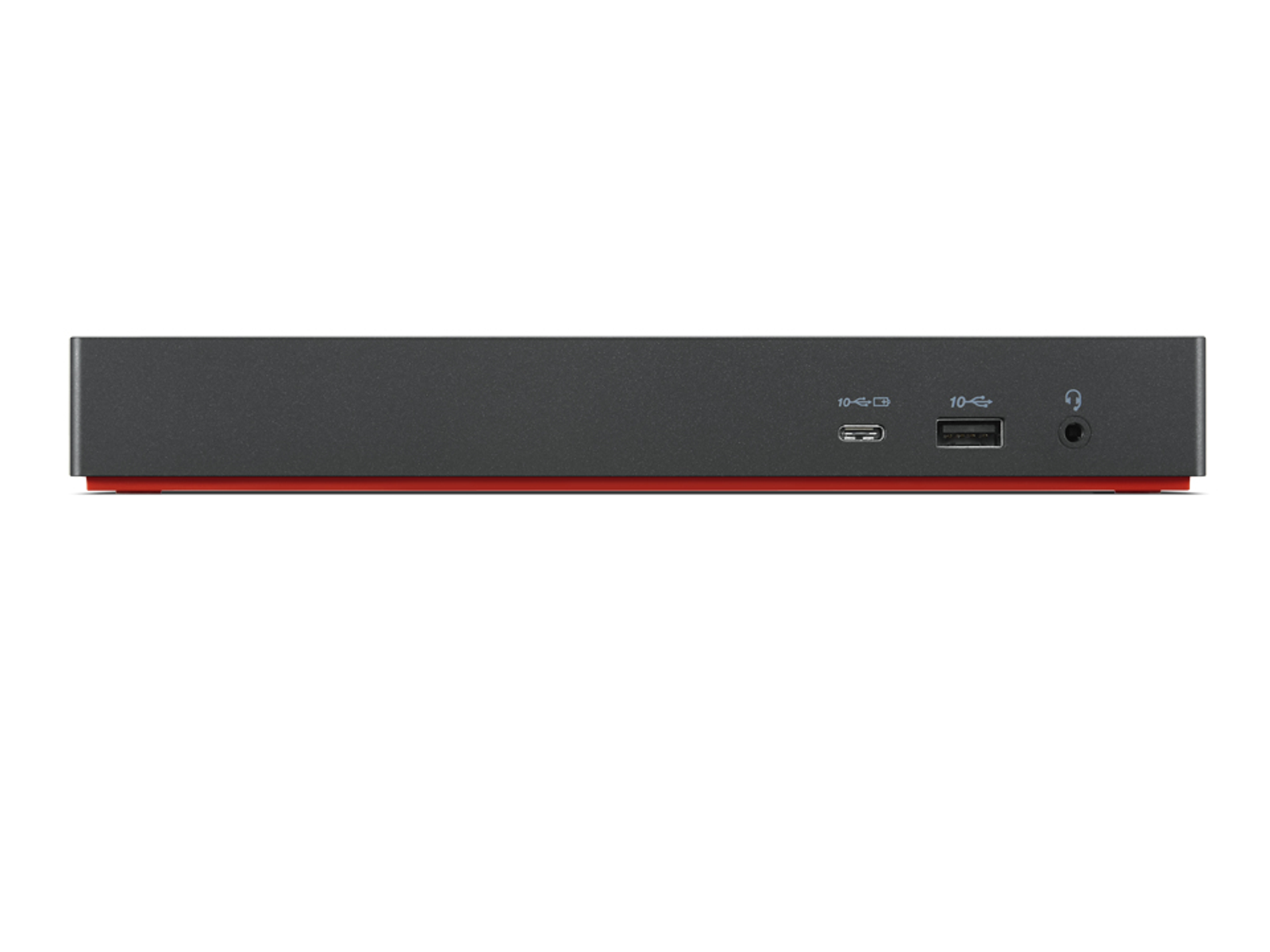 Appareil ThinkCentre noir avec des ports à l'arrière : USB, USB-C et une prise casque.