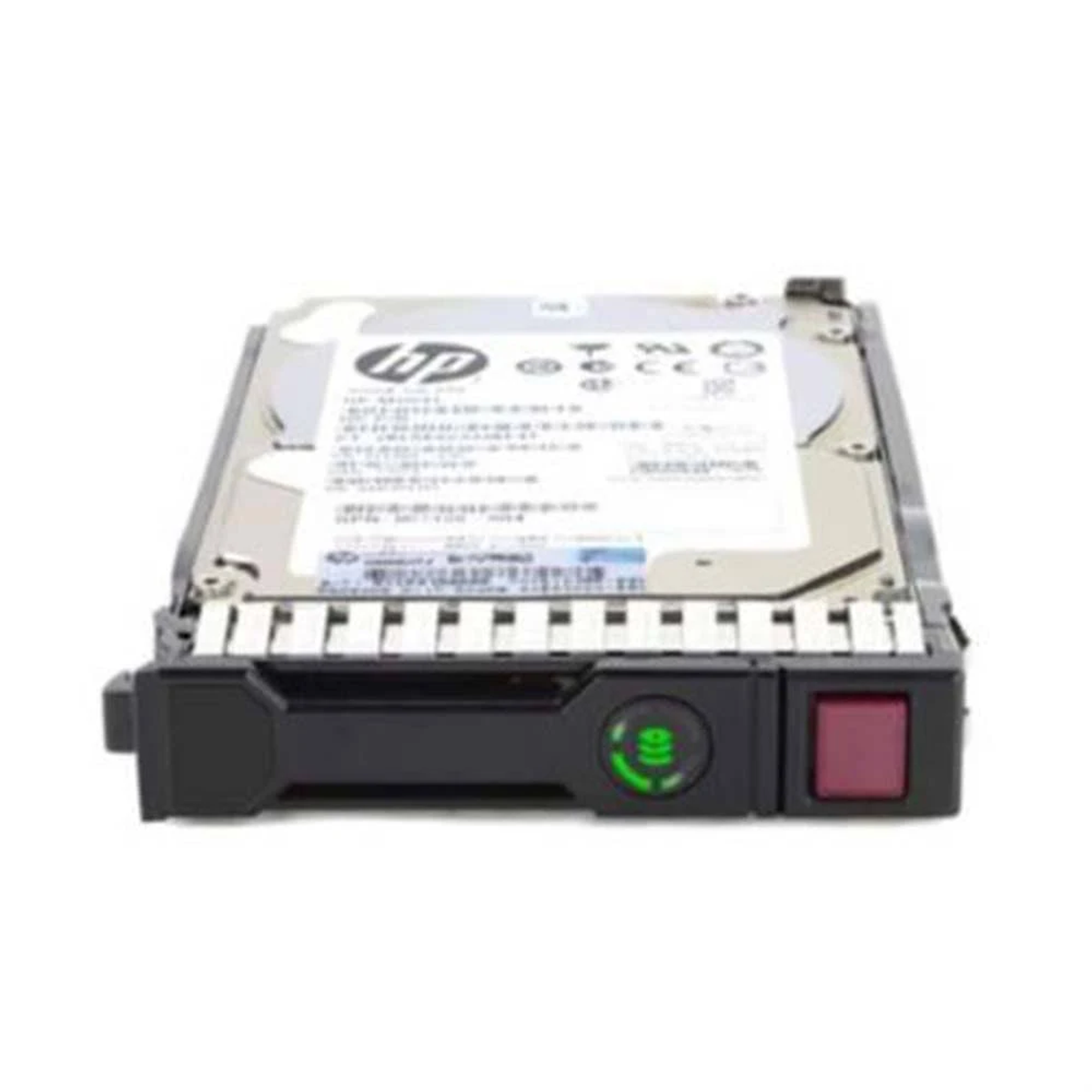 Srebrny i czarny dysk twardy z logo HP. Dysk ma zielony i czerwony przycisk.