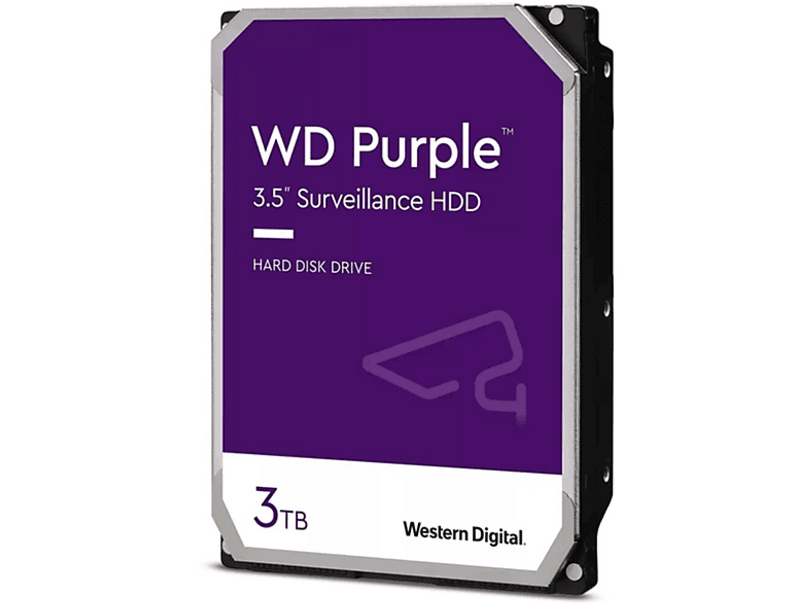 WD Purple 3.5" HDD do monitoringu. Dysk twardy. Fioletowy i czarny. Pojemność 3 TB.