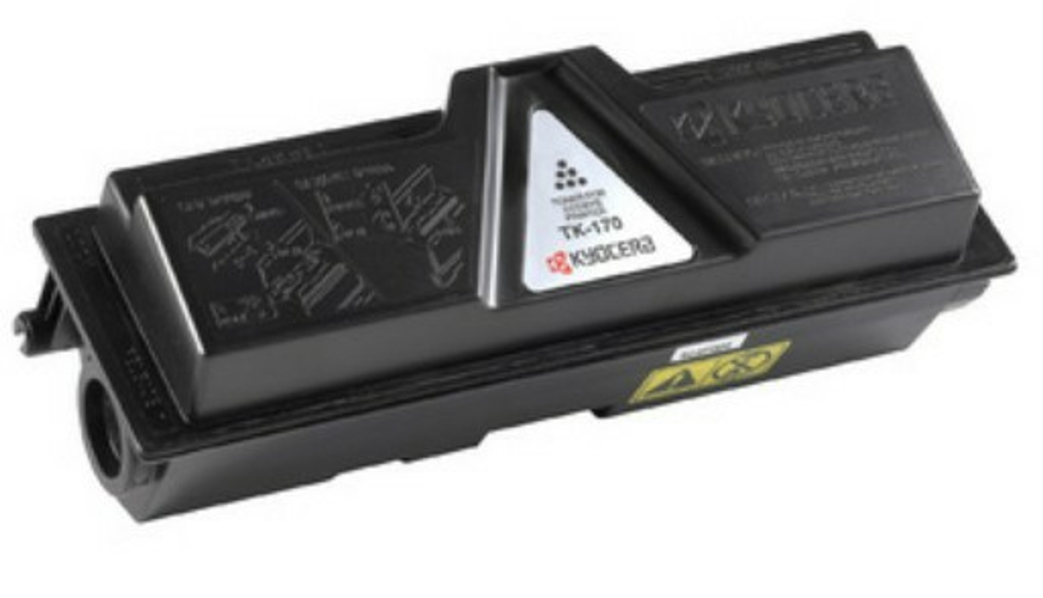 Cartuccia toner Kyocera nera con triangolo bianco.