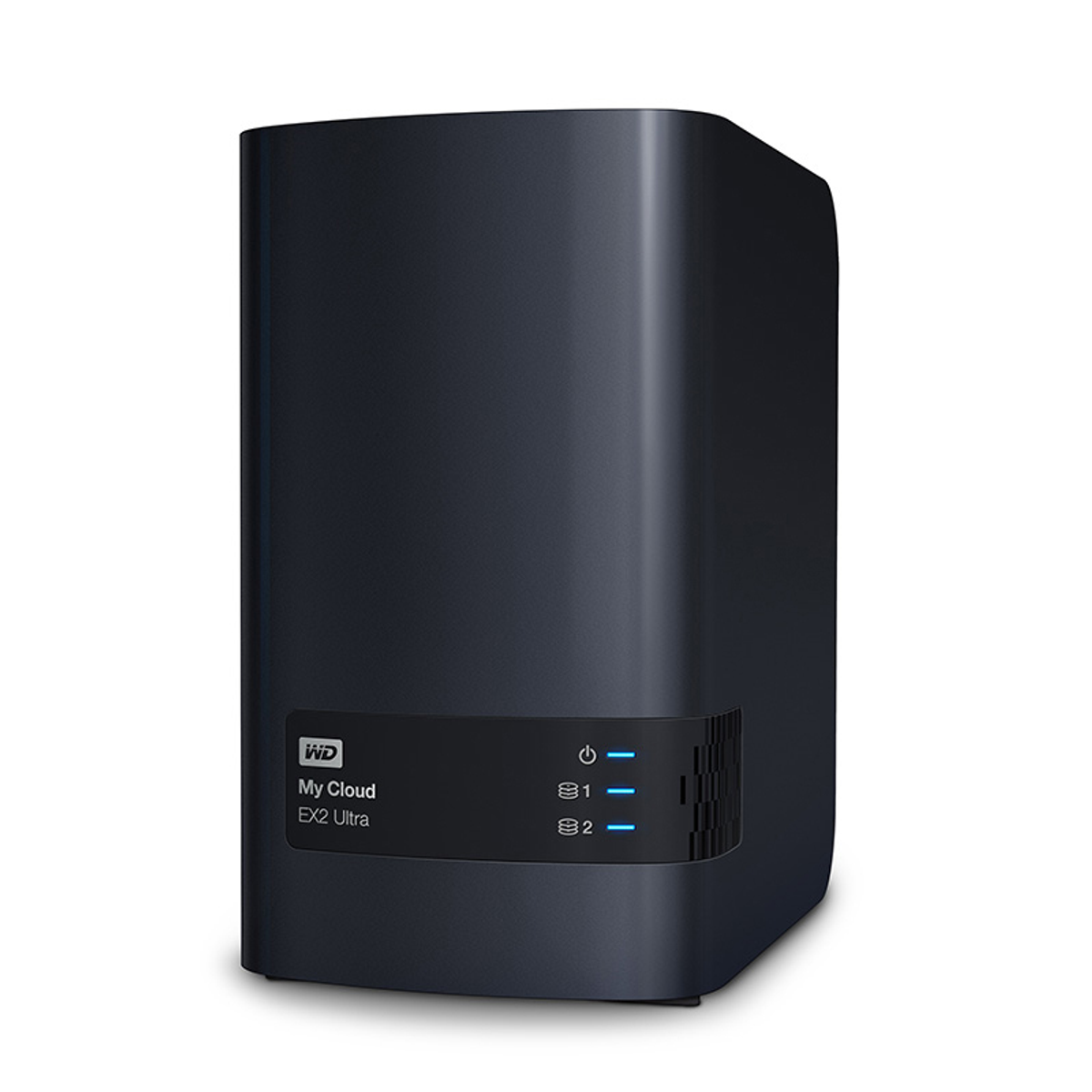Ein schwarzes WD My Cloud EX2 Ultra Netzwerkspeichergerät.