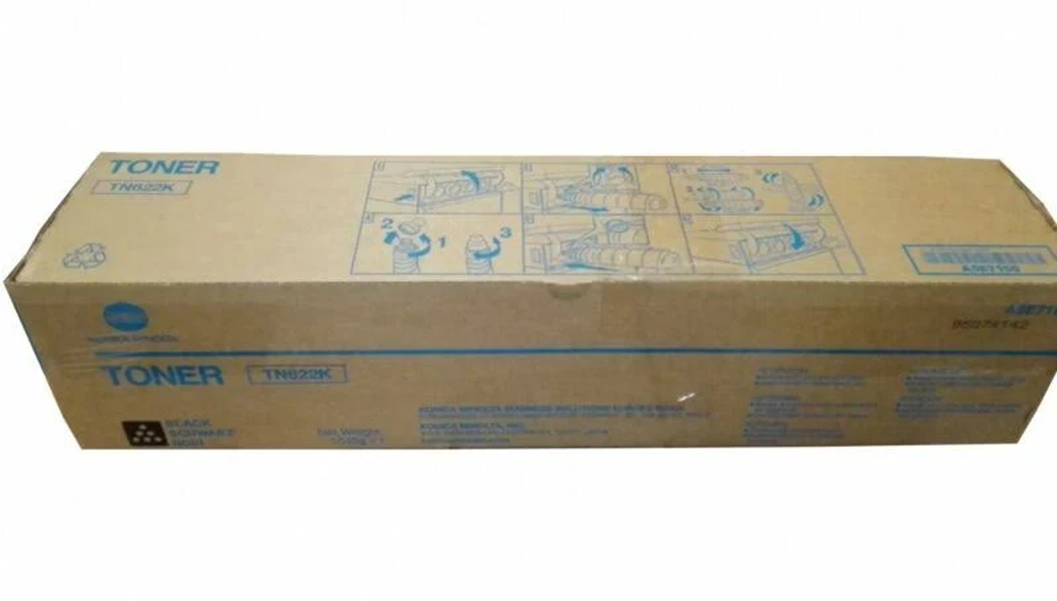 Une boîte de cartouche de toner marron avec des instructions et une étiquette indiquant "Toner TN622K".