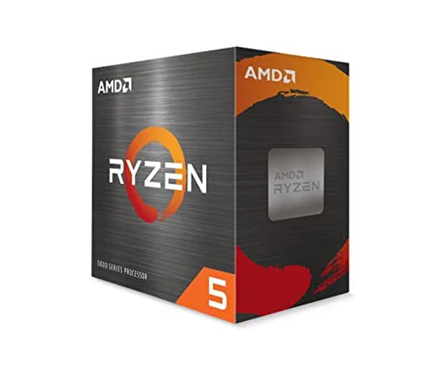 Pudełko z procesorem Ryzen 5, z marką AMD i Ryzen.