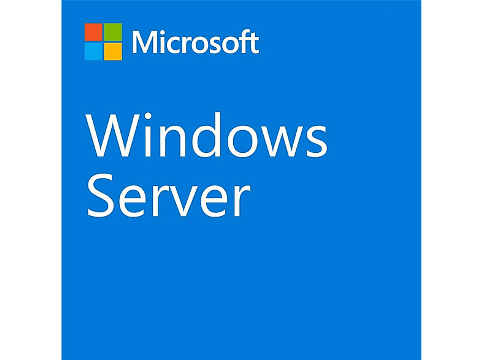 Logo Microsoft Windows Server na niebieskim tle.