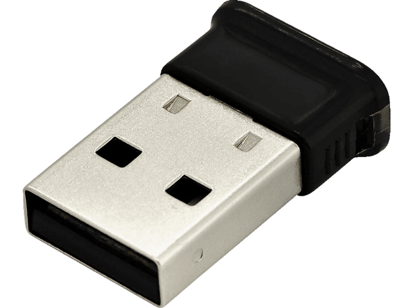Ein schwarzer und silberner USB-Anschluss, der die Metallkontakte und das Kunststoffgehäuse zeigt.
