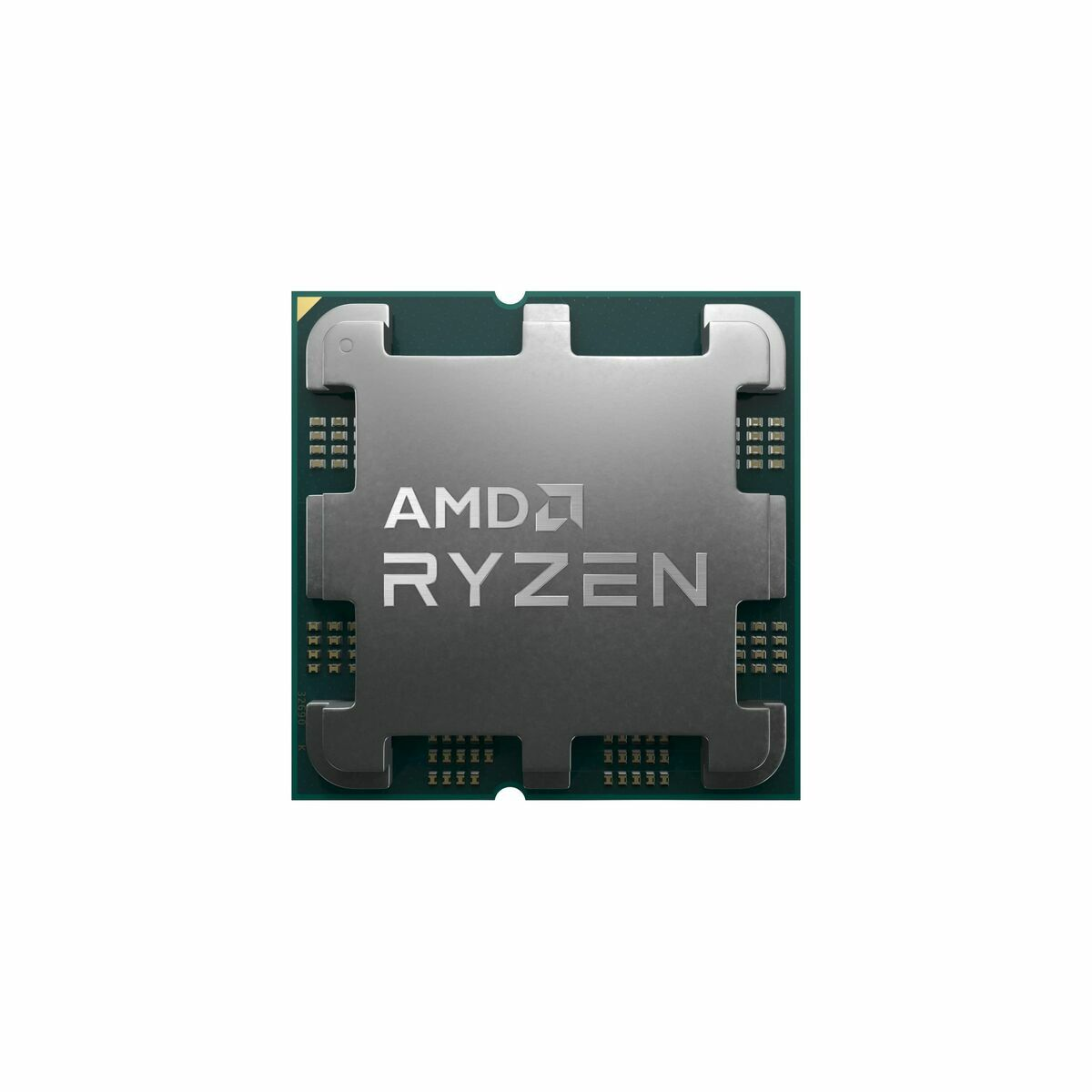 Procesor AMD Ryzen, widok z góry. Logo AMD Ryzen jest widoczne.