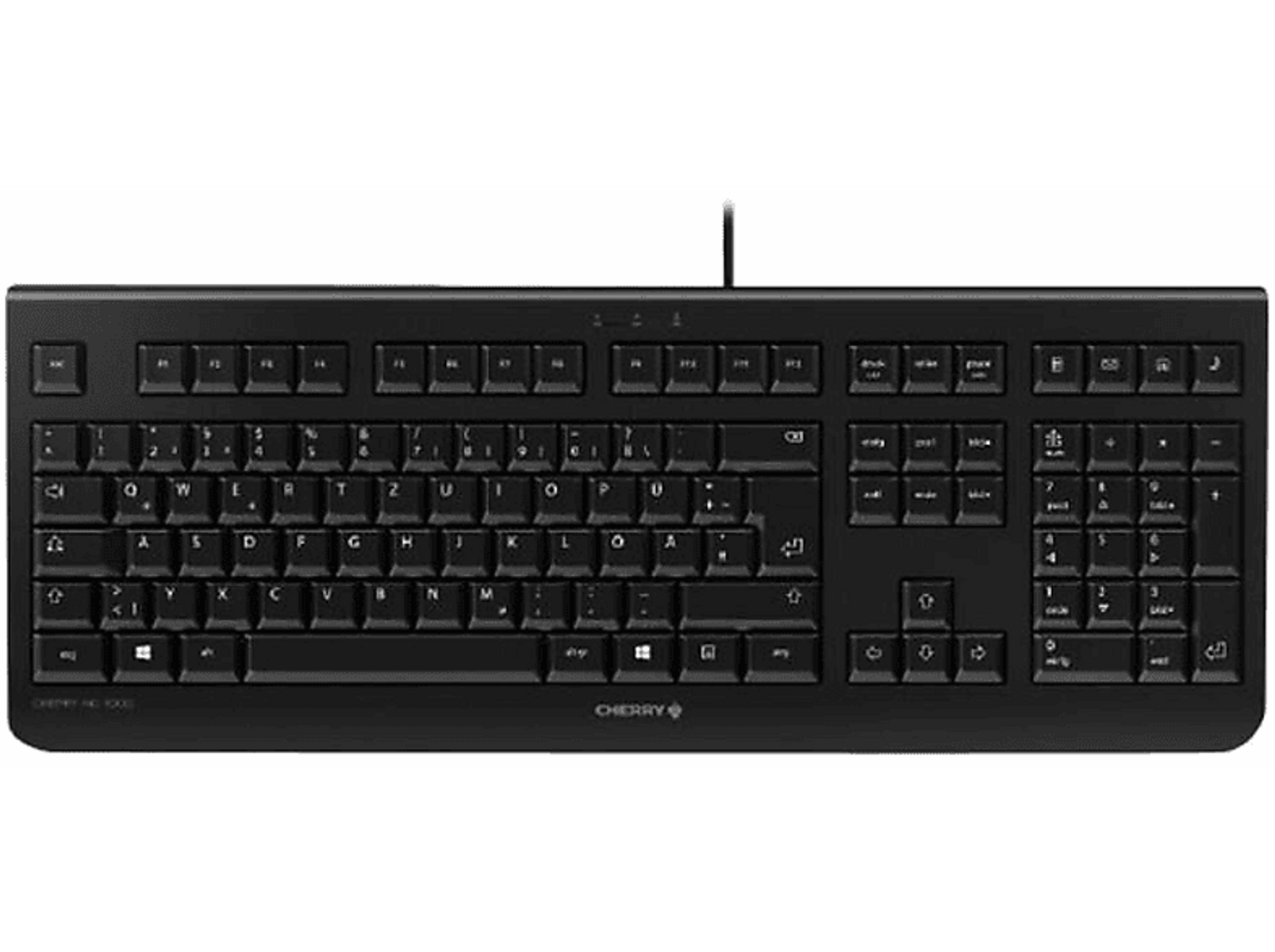 Rückansicht eines grauen Monitors mit Anschlüssen und einem Ständer. Anschlüsse umfassen USB und Videoeingänge.