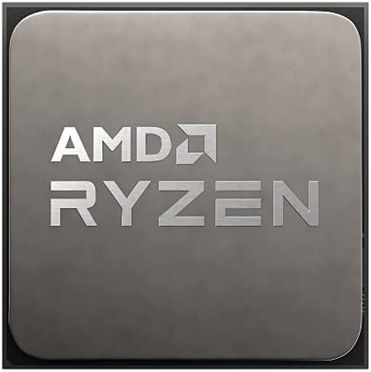 Procesor AMD Ryzen z logo AMD Ryzen umieszczonym na metalowej powierzchni.