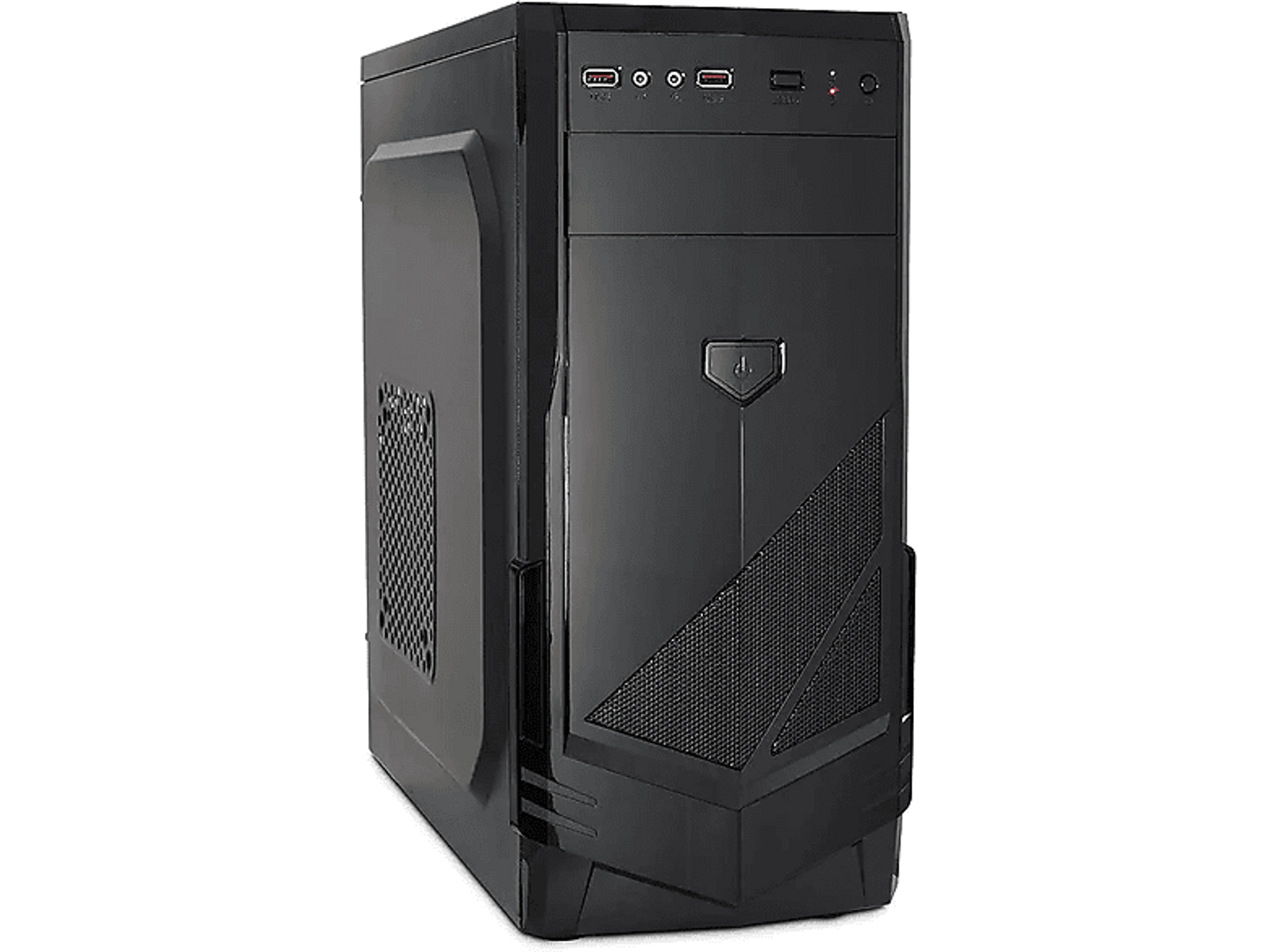 Czarny monitor komputera z zakrzywionym ekranem, widok z boku. Posiada podstawę z ramieniem regulacyjnym.