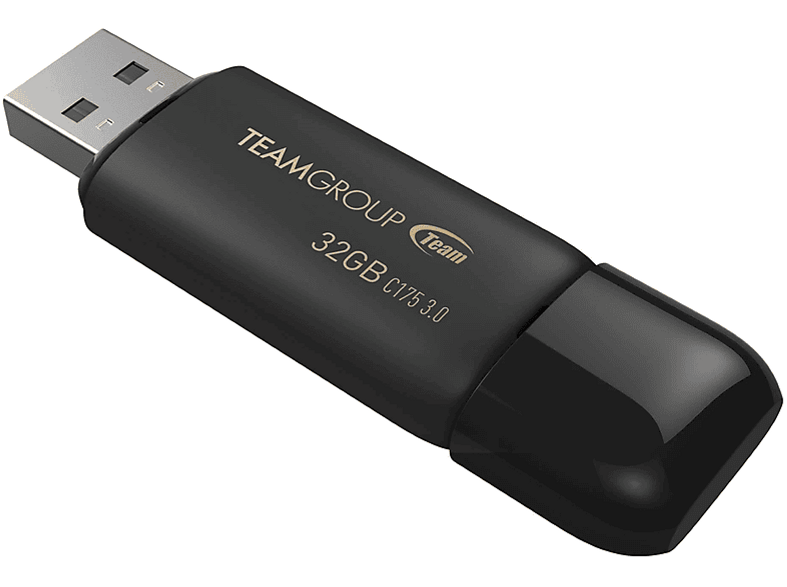 Czarny pendrive TeamGroup 32GB z chowaną nasadką.
