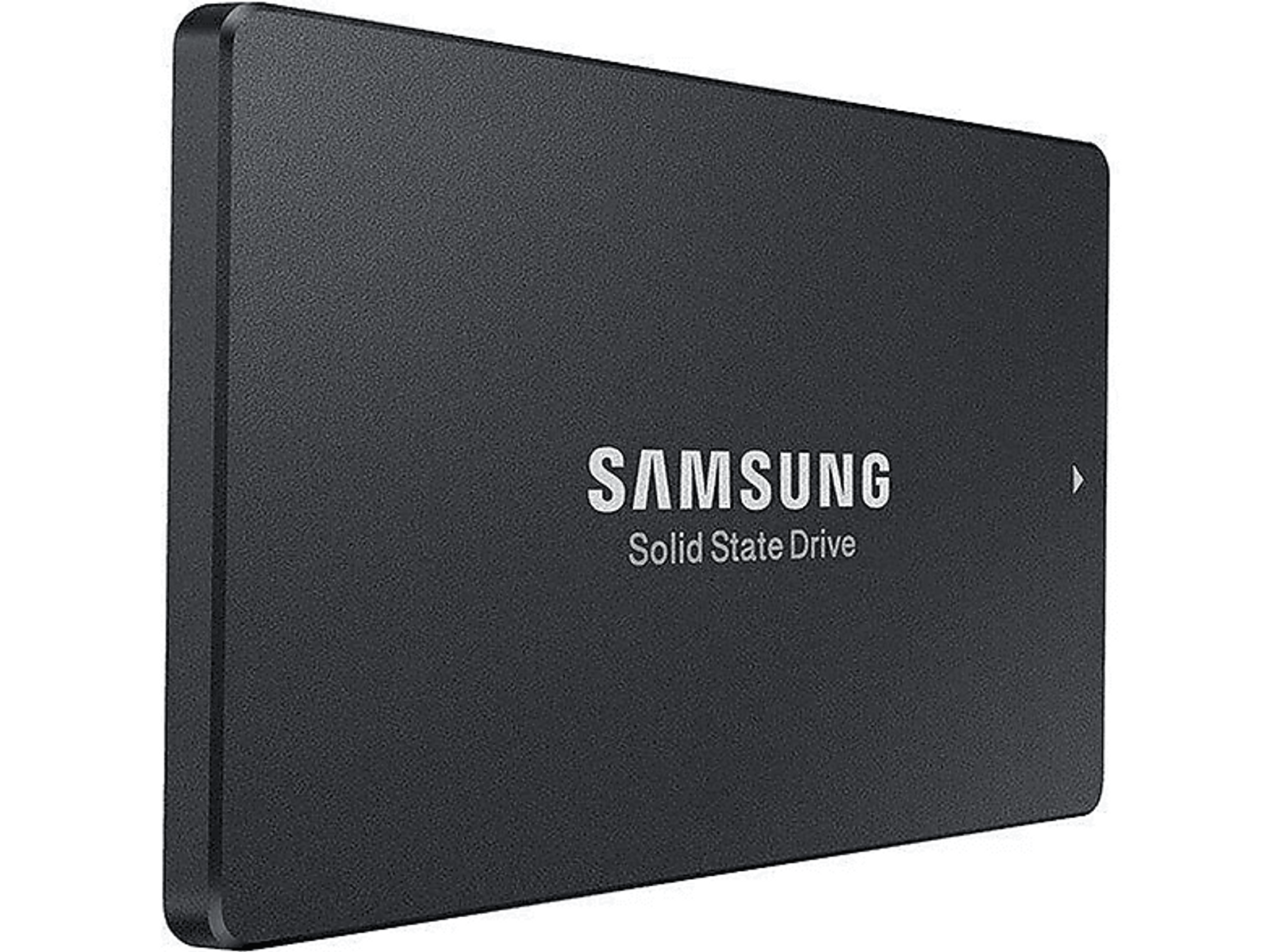 Czarny dysk SSD Samsung. Dysk jest prostokątny z logo Samsung.