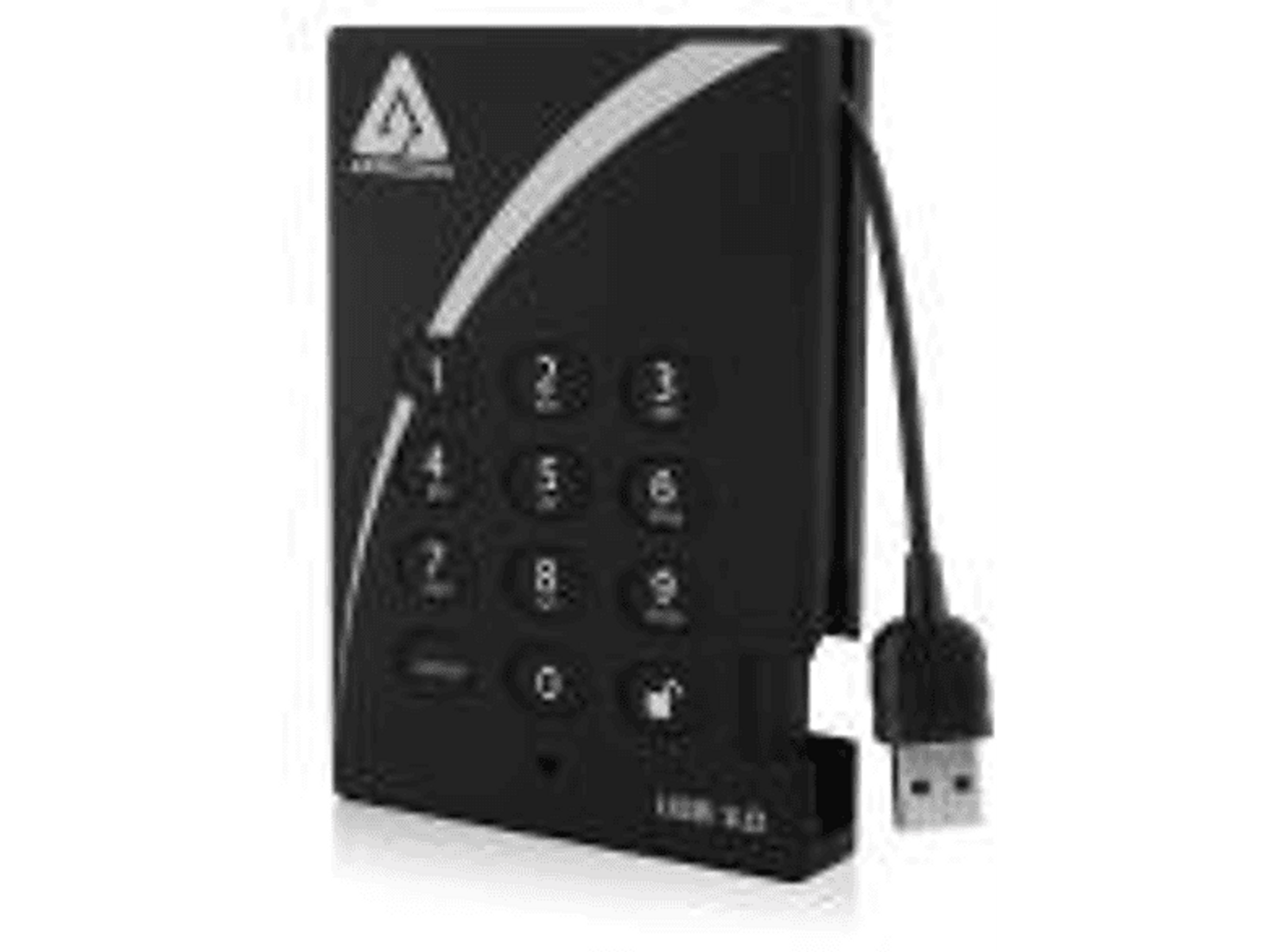 Czarne urządzenie z numerami, kablem USB i złączem USB. Czarne tło.