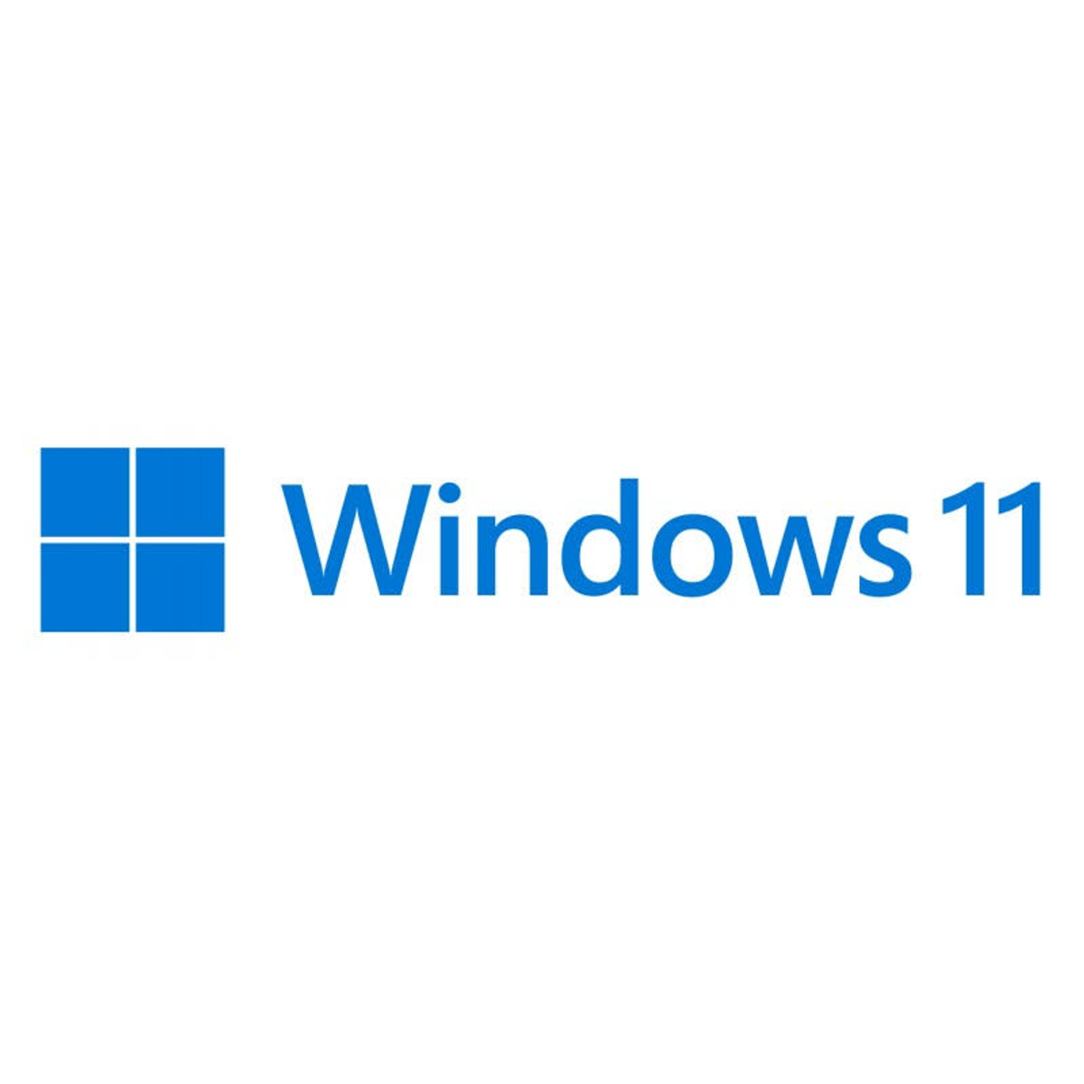 Logo Windows 11. Niebieskie logo Windows z napisem "Windows 11" po prawej stronie.