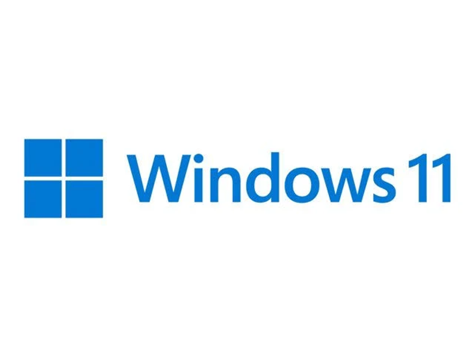 Logo Windows 11 z ikoną Windows po lewej stronie i słowami Windows 11 po prawej stronie.