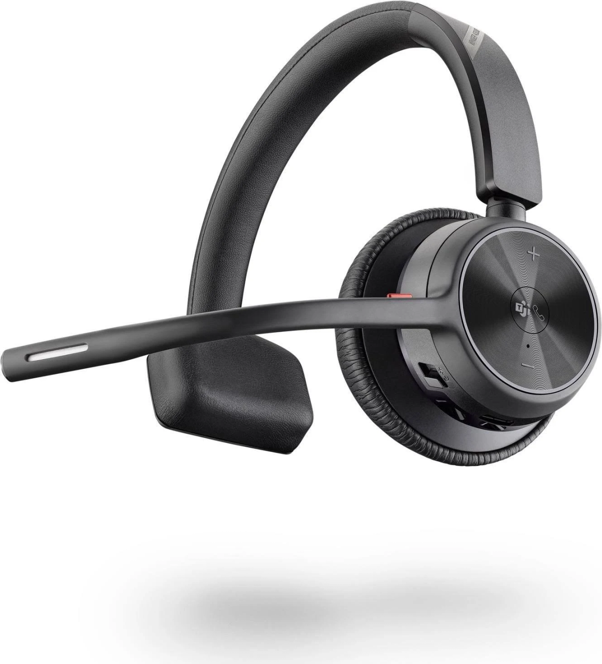 Casque Plantronics noir avec microphone. Il a un design élégant et moderne.