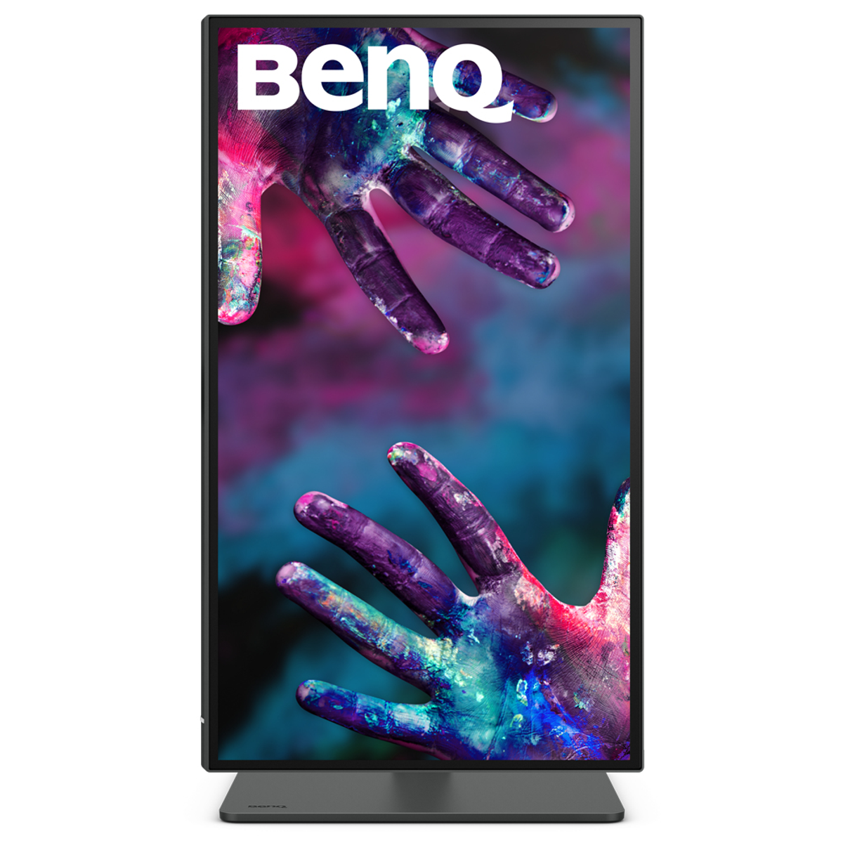 Un monitor que muestra una imagen colorida de manos. La marca 'BenQ' está en la parte superior.
