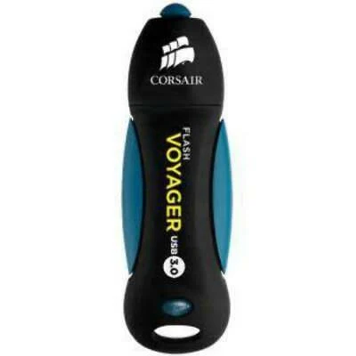 Czarno-niebieski pendrive USB. Widoczne logo Corsair.