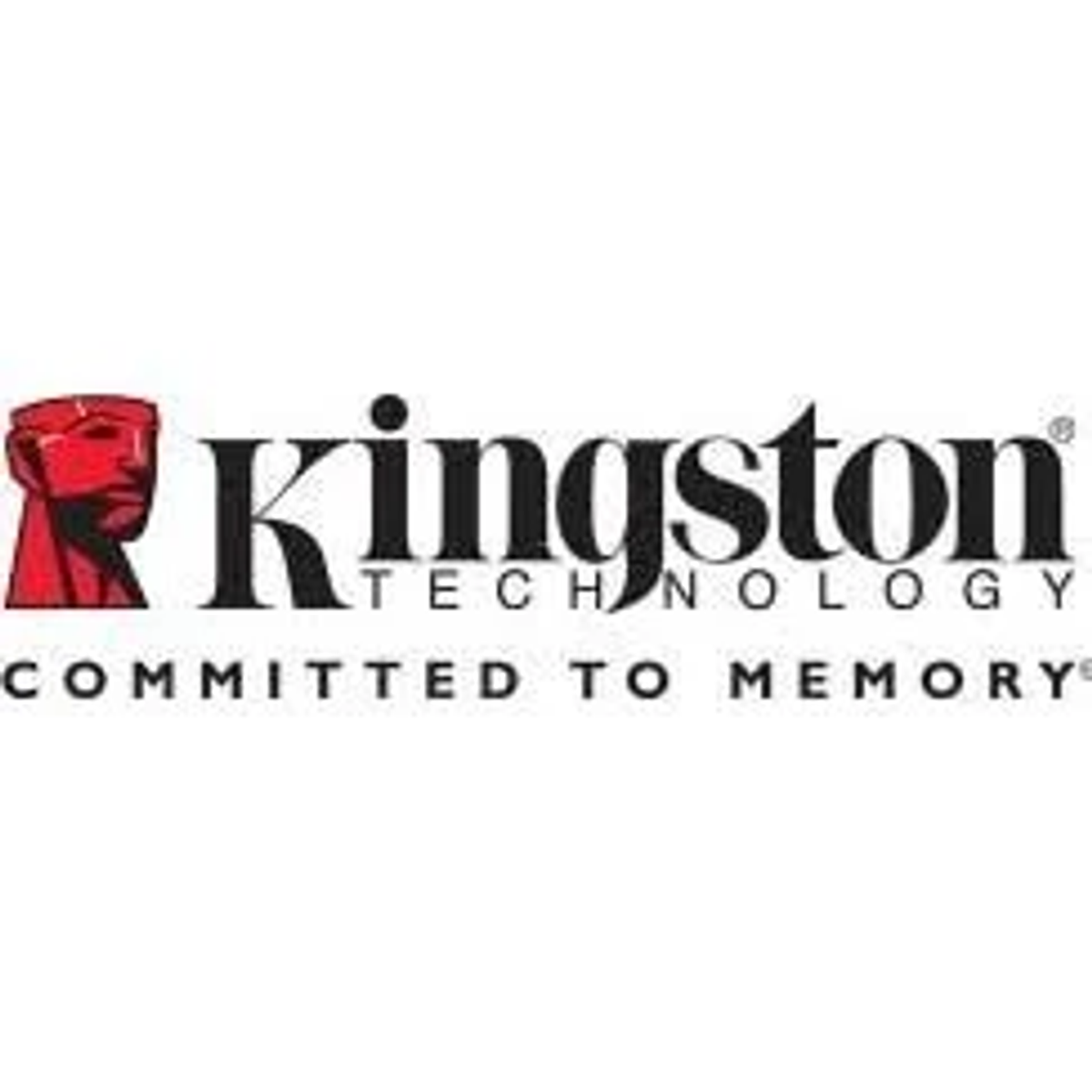 Das Kingston Technology Logo: roter Kopf mit schwarzem Text „Kingston TECHNOLOGY“ und „COMMITTED TO MEMORY“.