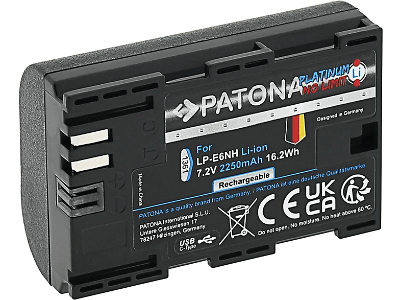 PATONA 1361 1 Lithium-Ionen Batterien erforderlich (enthalten). Akkus, 2250 mAh