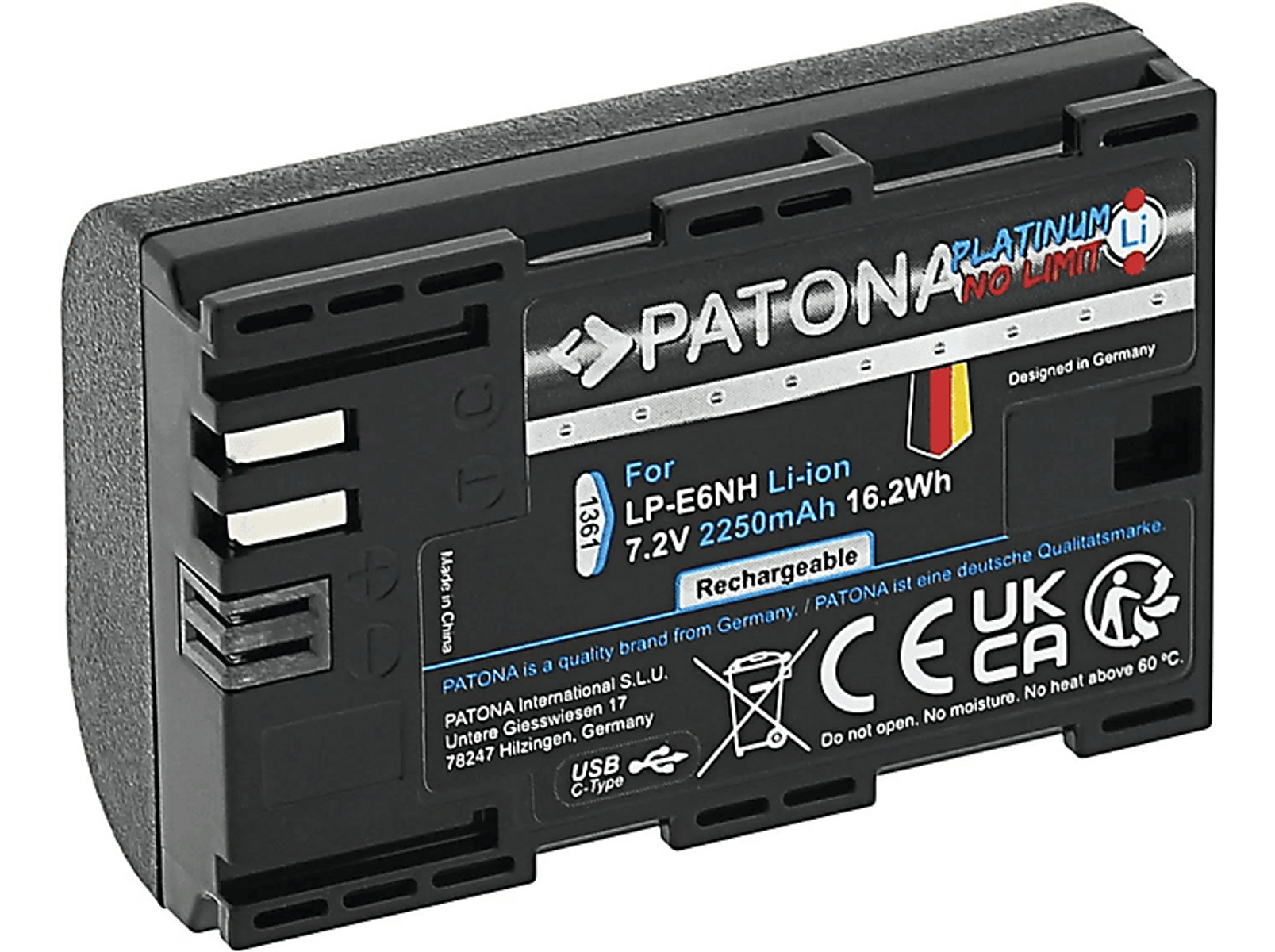 mAh 1361 Akkus, Batterien erforderlich Lithium-Ionen (enthalten). PATONA 2250 1