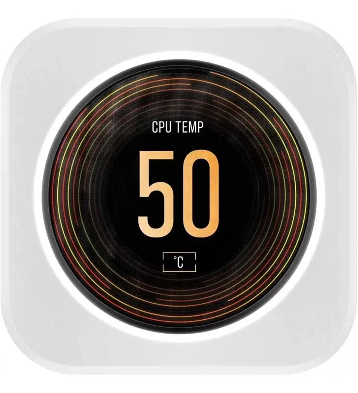 Ein intelligenter Thermostat, der 'CPU TEMP' und die Temperatur 50°C anzeigt.