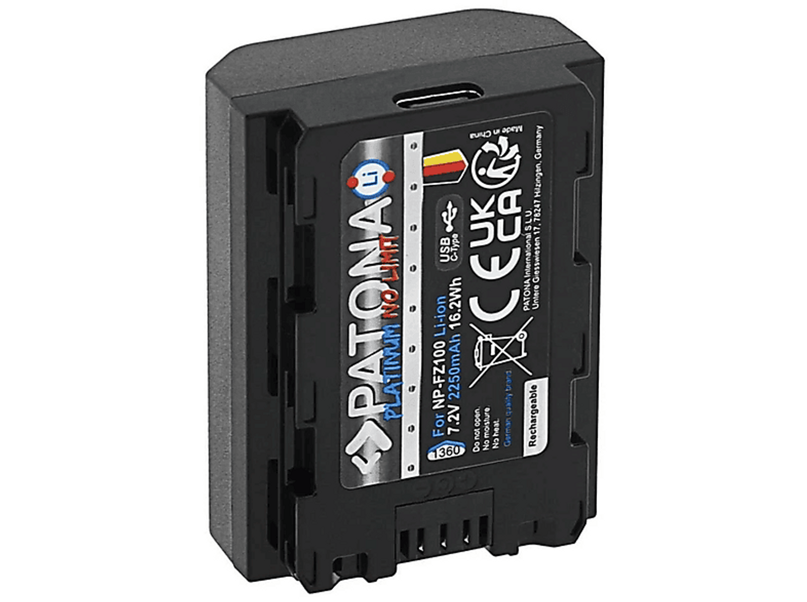 erforderlich 2250 Lithium-Ionen PATONA mAh 1 (enthalten). 1360 Akkus, Batterien