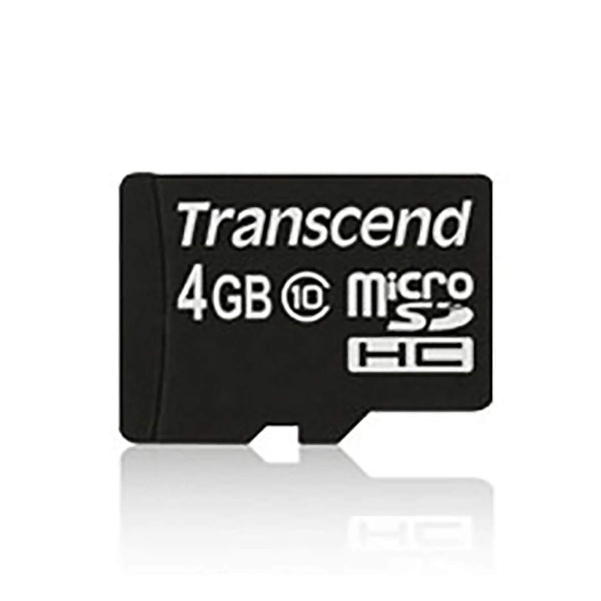 Schwarze Micro-SD-Karte mit weißem "Transcend"-Logo und Kapazitätsangaben.
