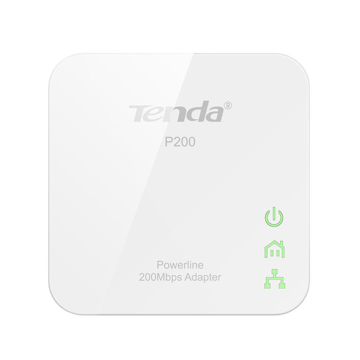 Adattatore powerline bianco con etichetta 'Tenda P200'.