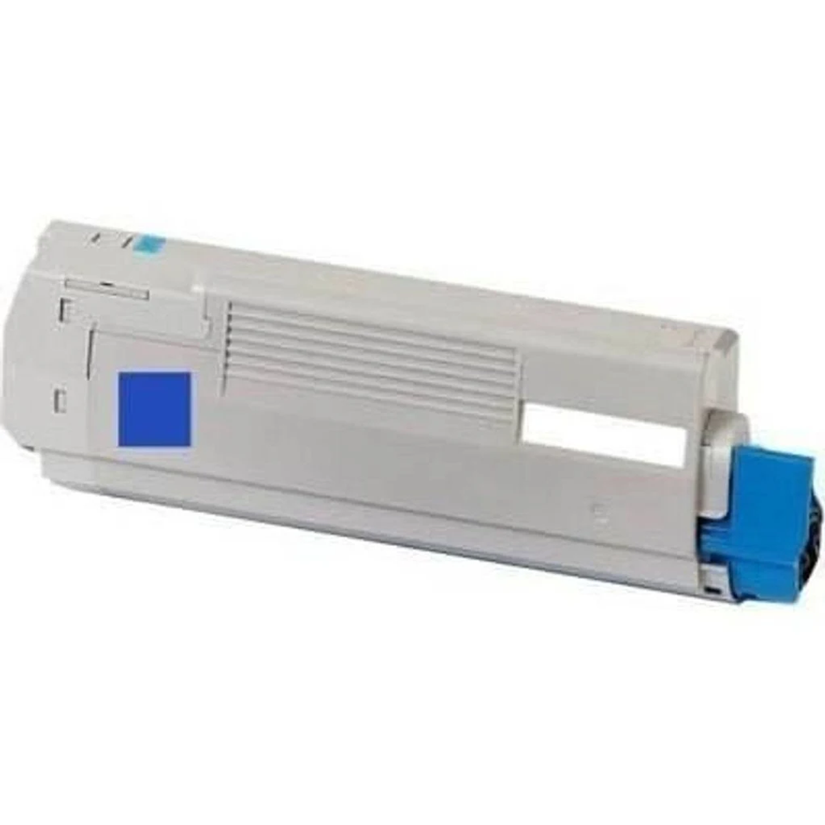 Jasnoszary wkład z tonerem z niebieskim akcentem na białym tle.