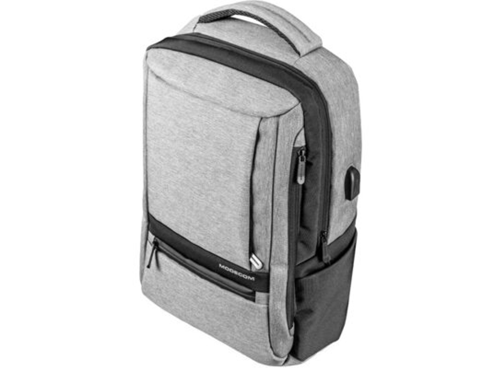Szary plecak Modecom z czarnymi akcentami i uchwytem.