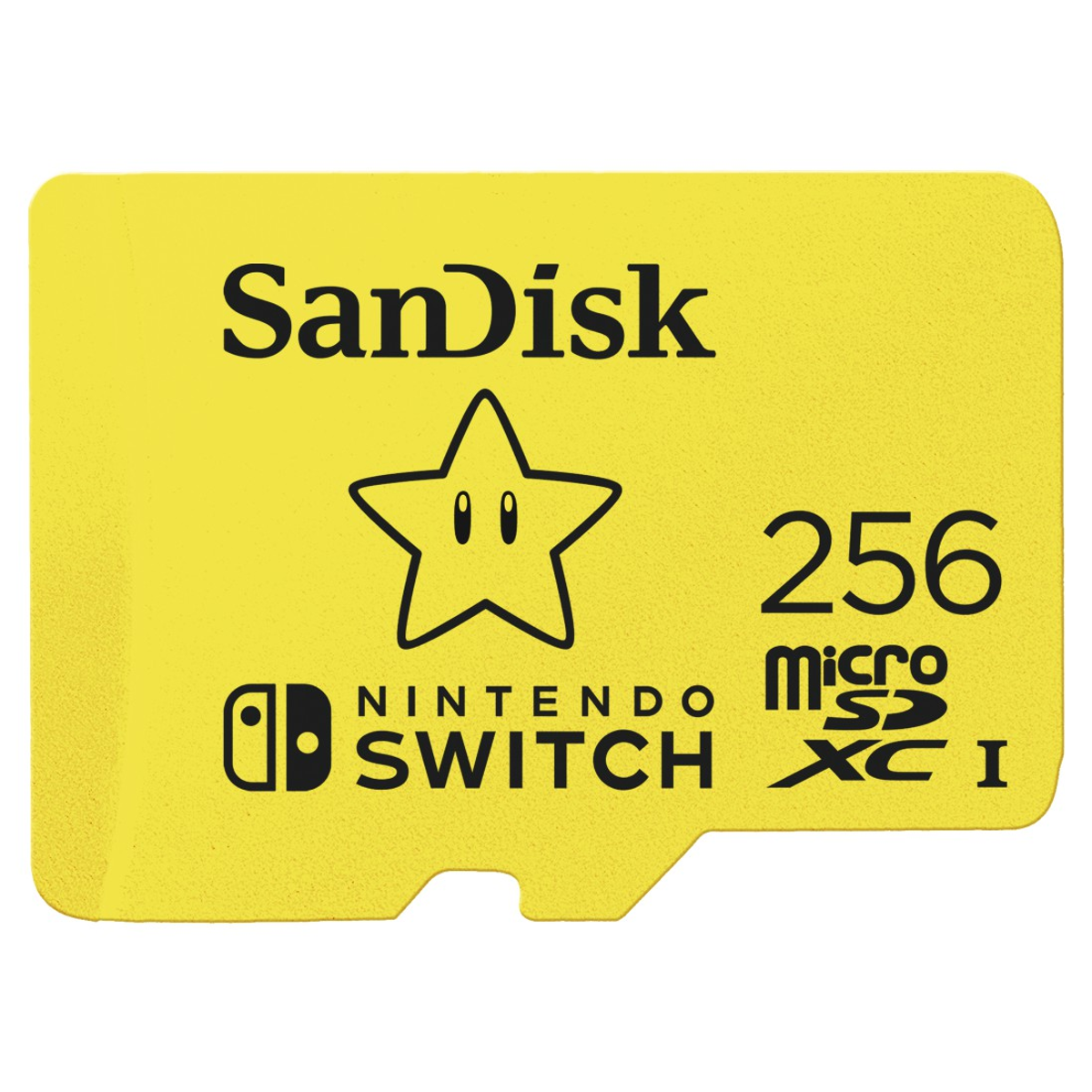 Scheda Micro SD SanDisk Nintendo Switch gialla.