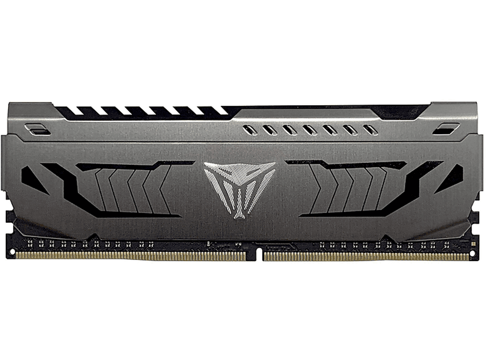 Kość RAM z czarnym radiatorem. Zawiera logo Viper Gaming pośrodku.