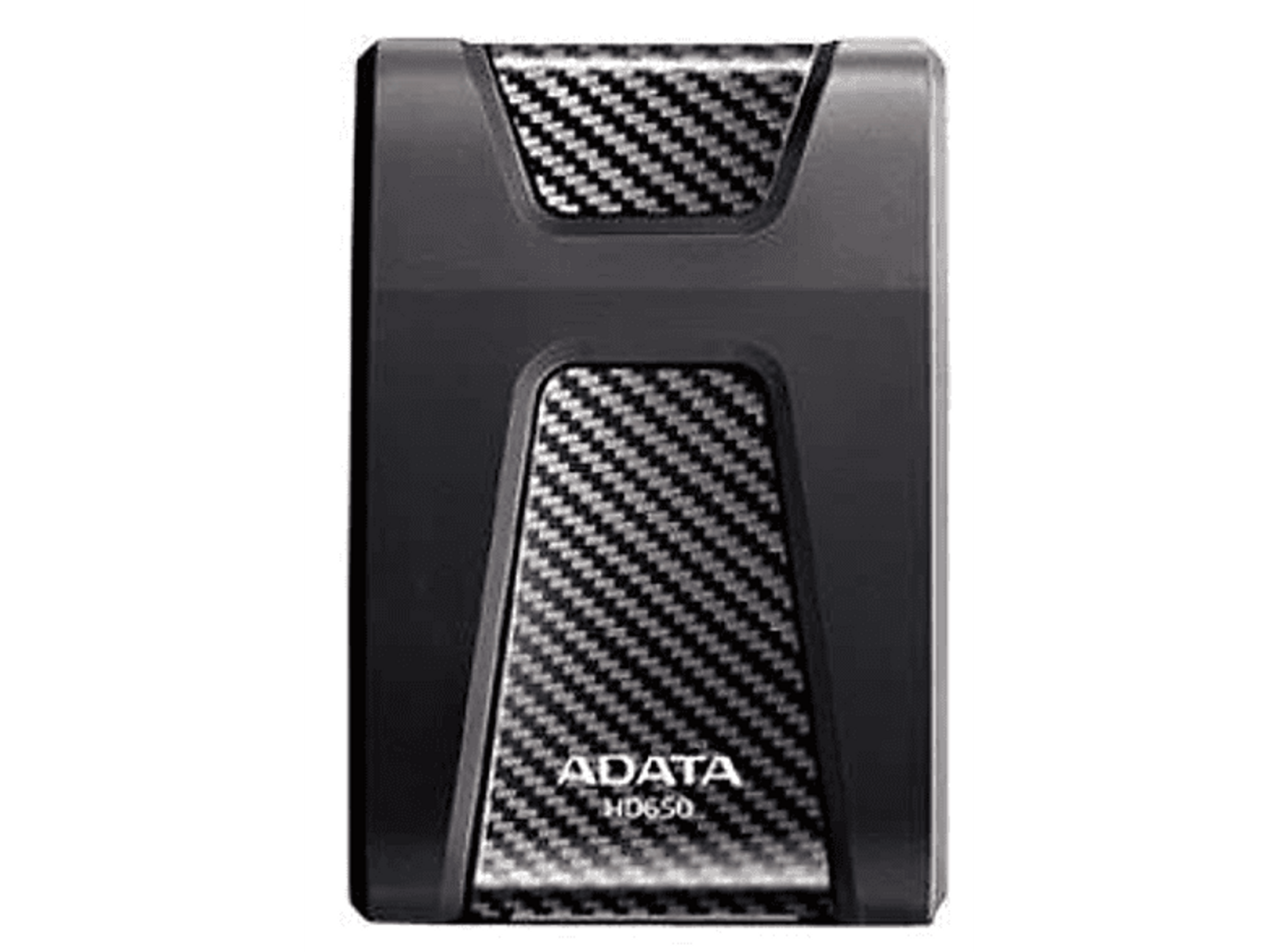 Czarny i szary zewnętrzny dysk twardy z wzorem włókna węglowego i logo ADATA.