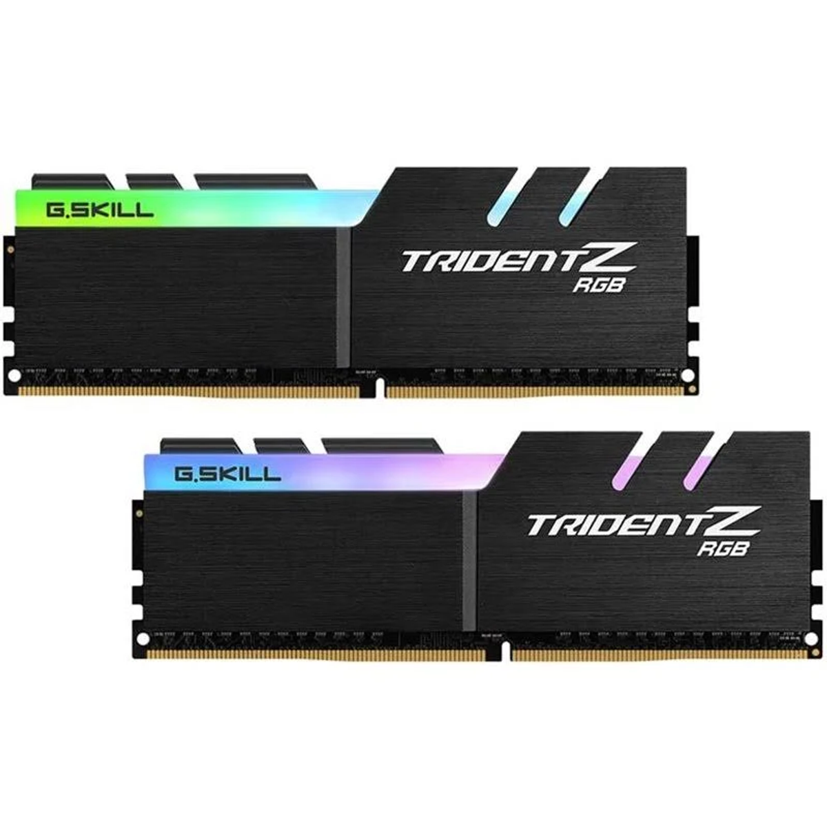 Dwa czarne moduły RAM z logo G.SKILL i Trident Z RGB. Czarno-srebrny design.