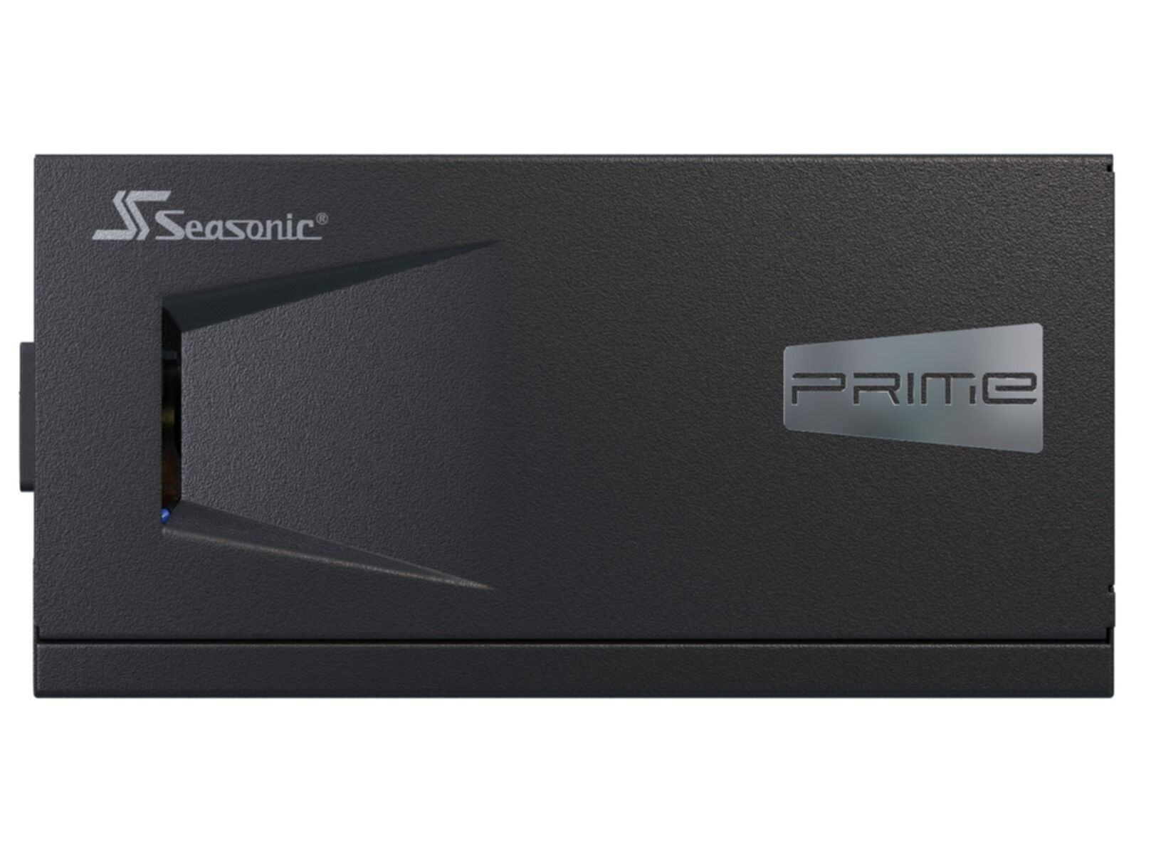 Alimentatore nero. Seasonic PRIME, colore metallico scuro con logo Prime.