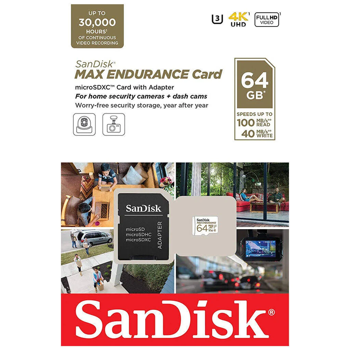 Speicherkarte, 100 GB, ENDURAN, MAX MB/s 64 MSHC SANDISK SDSQQVR-064G-GN6IA Micro-SD