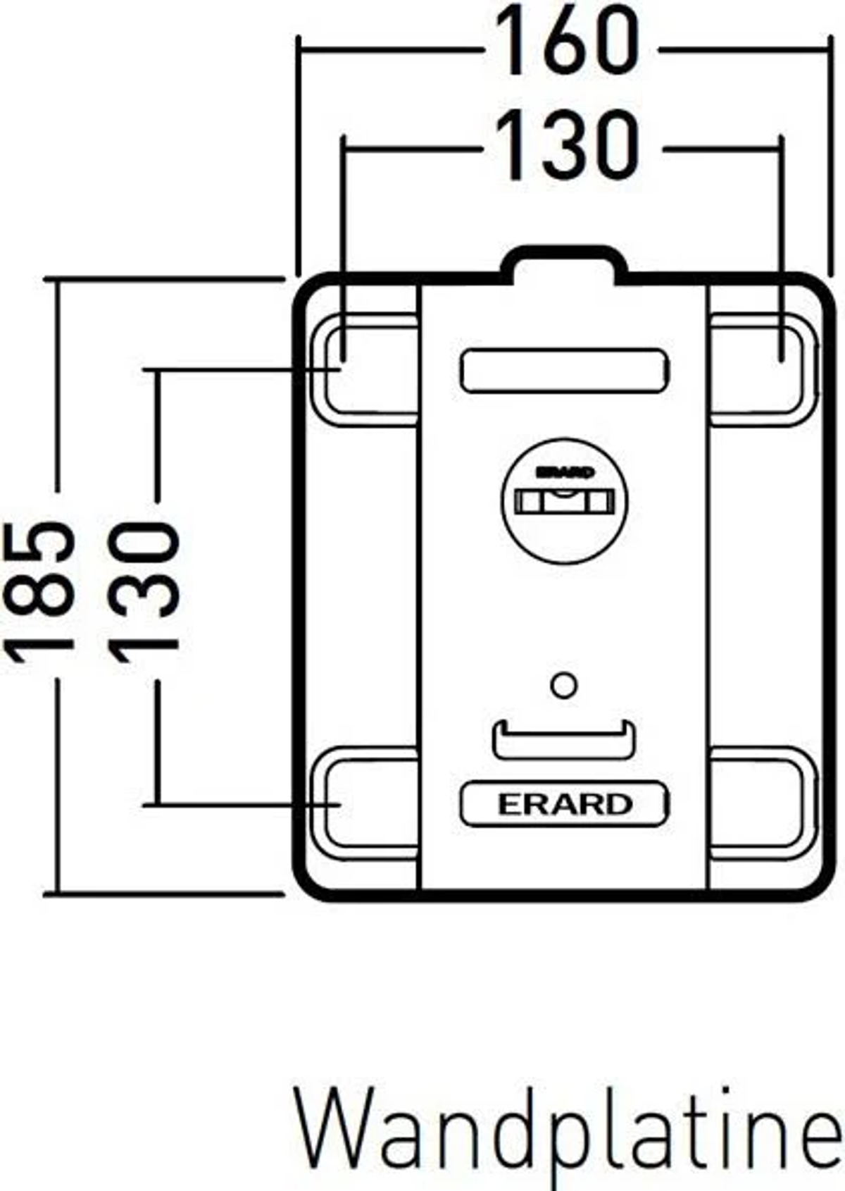 Diagrama con dimensiones de una placa rectangular. Las medidas están en milímetros.