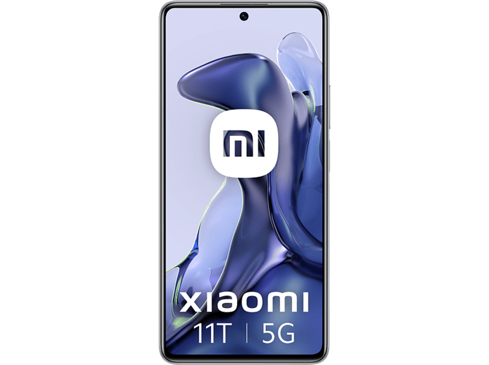 Ein Smartphone mit großem Bildschirm, das das Xiaomi-Logo zeigt, auf schwarzem Hintergrund.