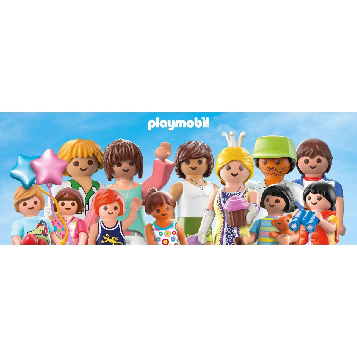 Personaggi Playmobil di persone, vari generi ed età, sorridenti, in posa.
