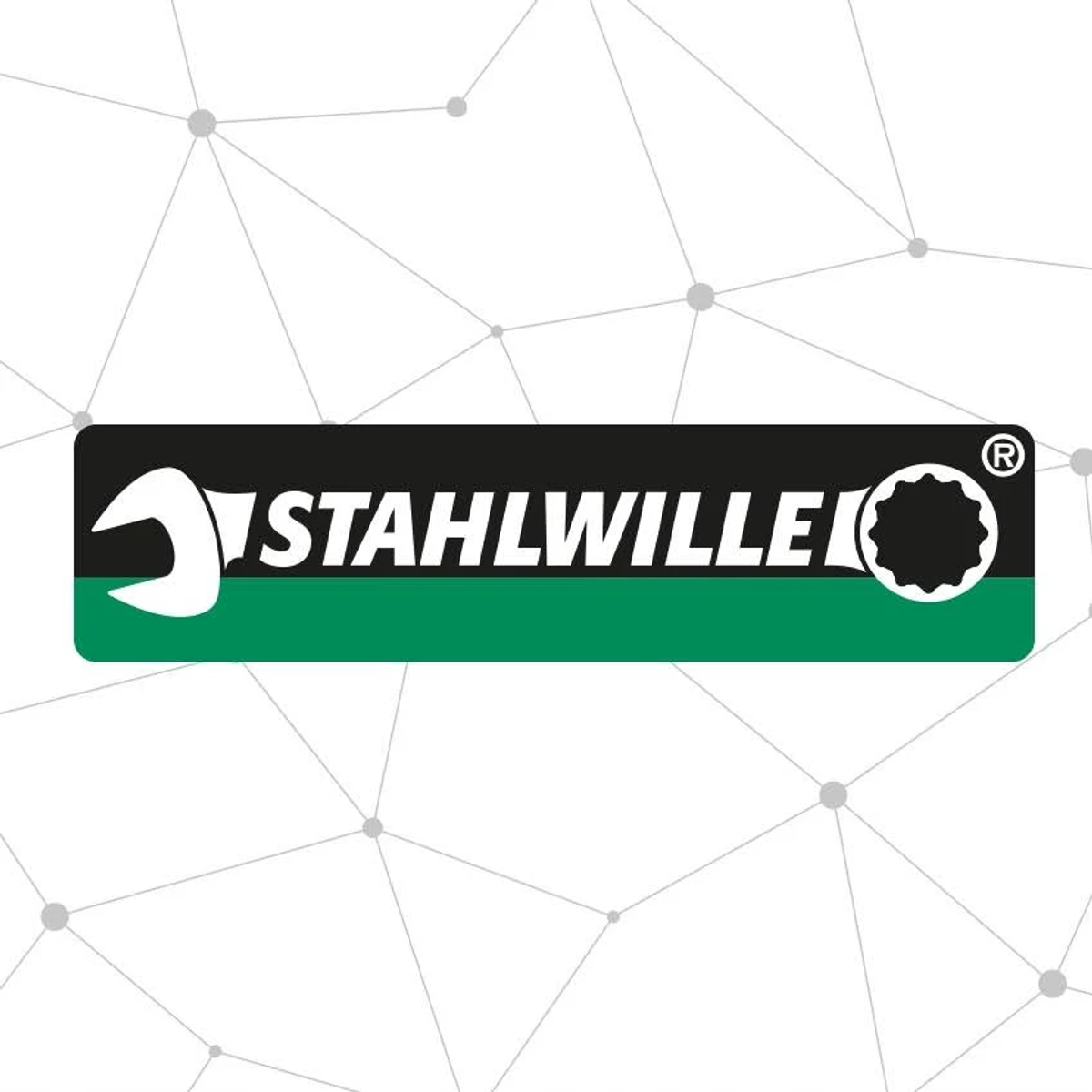 Stahlwille-Logo auf weißem Hintergrund mit Netzwerkdesign.